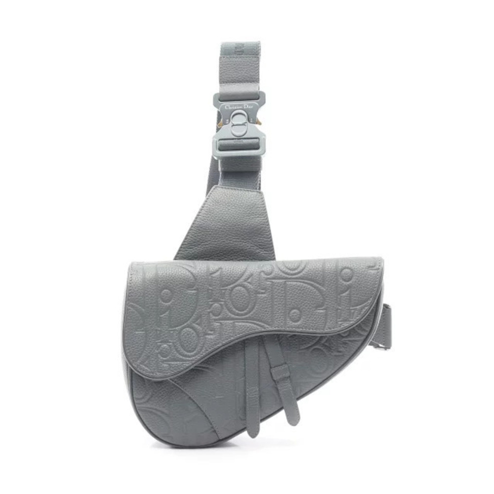 Christian Dior Saddle Gravity Waist Bag Body Leather Gray